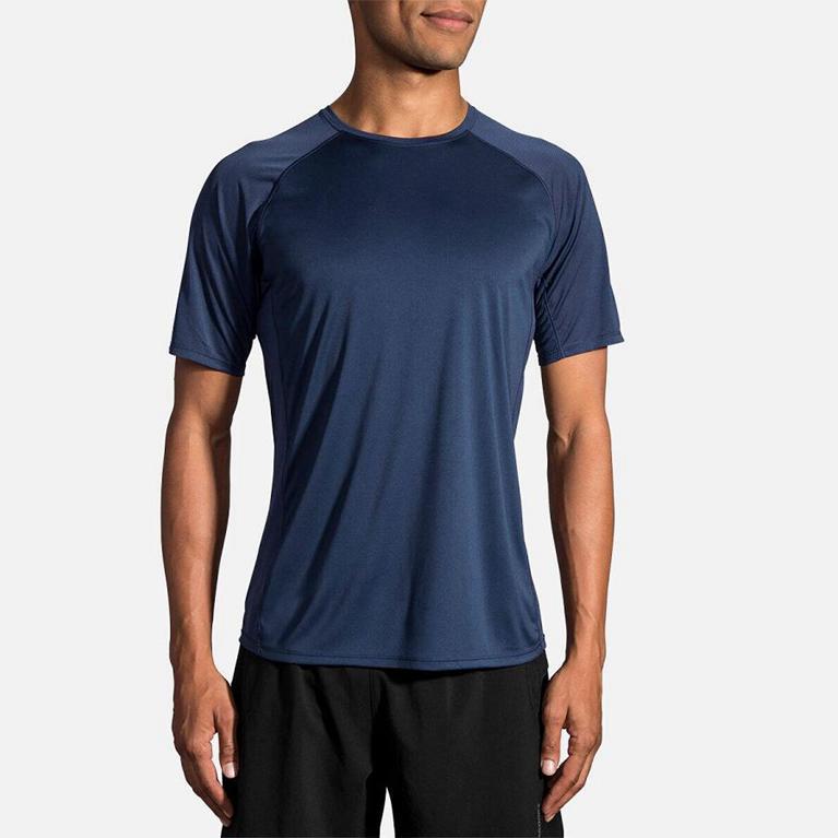 Brooks Stealth Men's Short Sleeve Running Shirt - Blue (49102-QZLW)